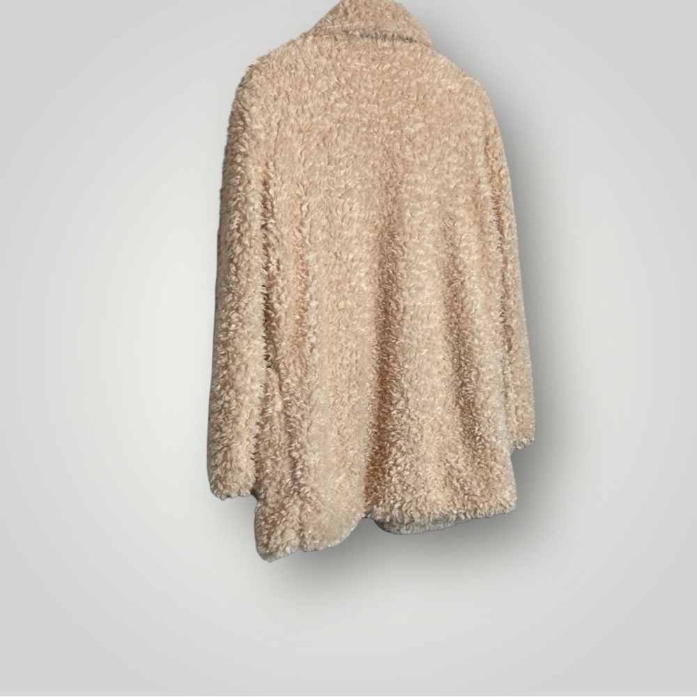 Molly Green Teddy Bear Coat Size Medium Pockets Open Sherpa Soft Cream - Picture 7 of 10